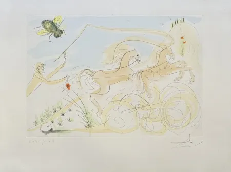 Gravure Dali - Le cheval et la mouche (La mouche du coche), 1974