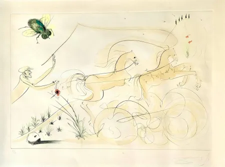 Gravure Dali - Le Coche et la Mouche (Le Bestiaire de La Fontaine)  