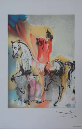 Lithografie Dali - Les Chevaux, le Chevalier Chrétien
