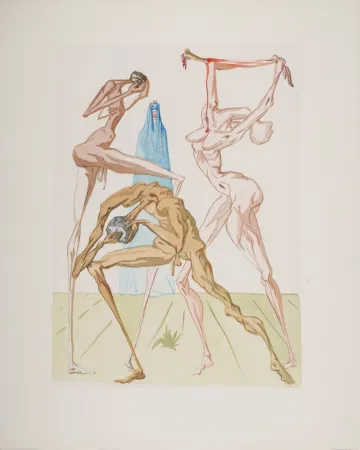 Houtsnede Dali - Les habitants de Prato, 1963
