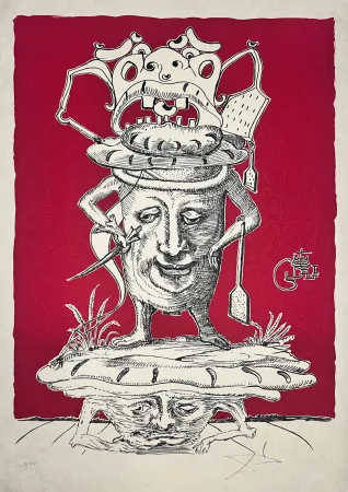 Lithografie Dali - Les Songes Drôlatiques de Pantagruel, Planche XII