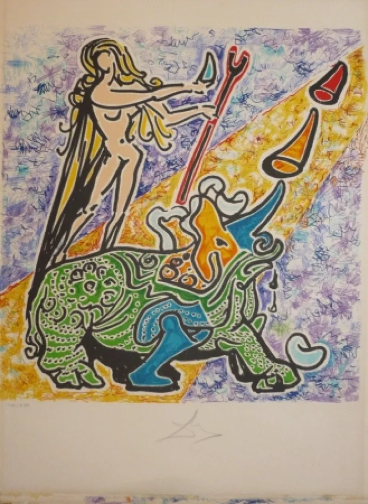 Lithografie Dali - Les vitraux - rhinoceros