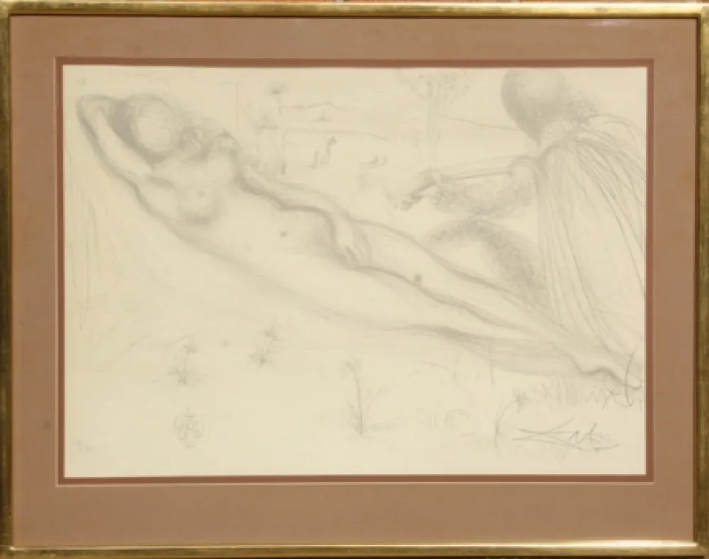 Lithografie Dali - Nu a la Guitarre (Serenade) from the Nudes Suite