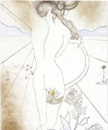 Zeefdruk Dali - Nu a la Jarretiere (Nude with Garter)