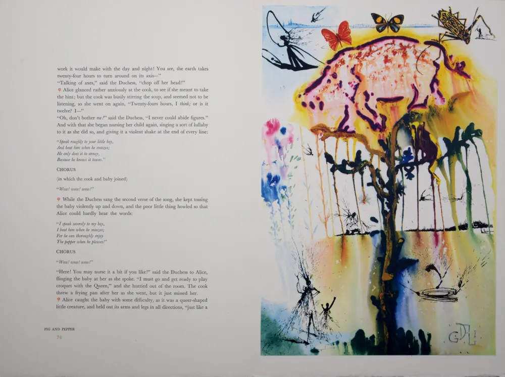 Heliogravure Dali - Pig and pepper, Alice's Adventures in Wonderland, 1969