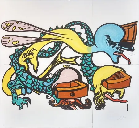 Lithografie Dali - PUZZLE OF LIFE (IDRA A TRE TESTE)