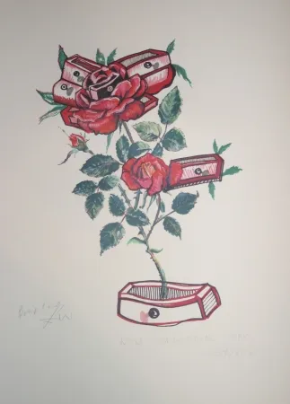 Lithografie Dali - Roses of Memory (surrealistic flowers)