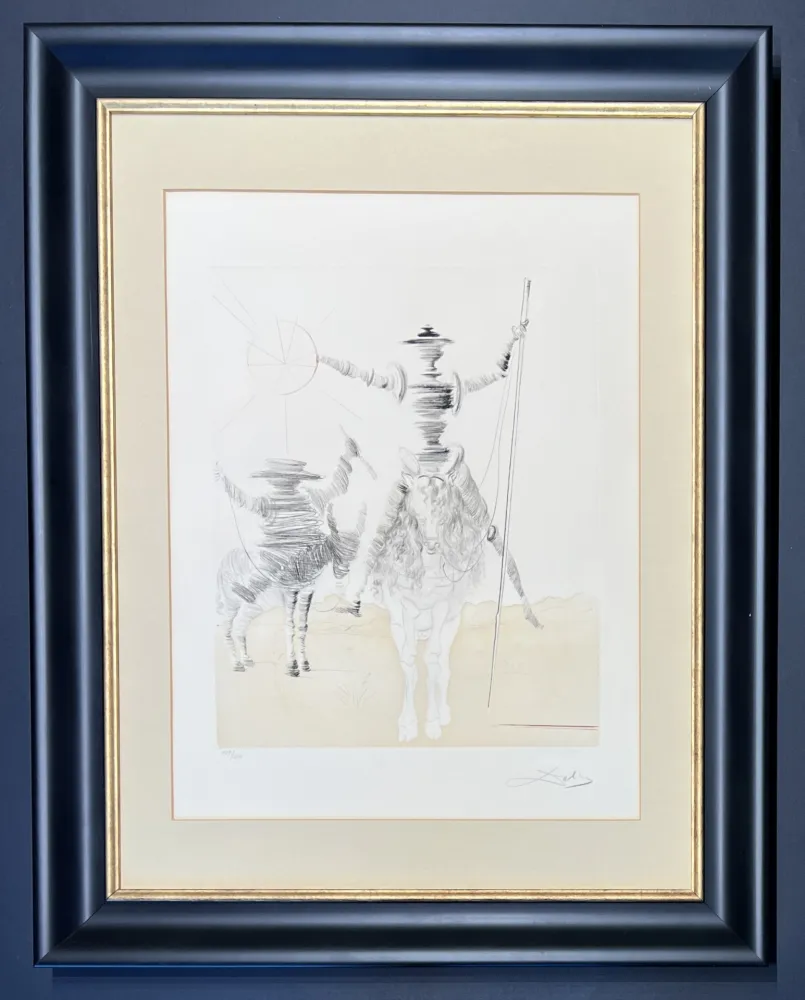 Gravure Dali - Salvador Dalì (1904–1989)  -Don Quichotte et Sancho Pança - Etching and aquatint
