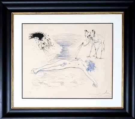 Gravure Dali - Salvador Dalí (1904–1989) – Hypnos – Mixed-media incorporating heliogravure and hand-colored drypoint etching on Arches paper – 1963