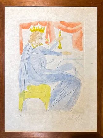 Droge Naald Dali - Salvador Dalí (1904-1989) - King Solomon - drypoint, etching - 1975