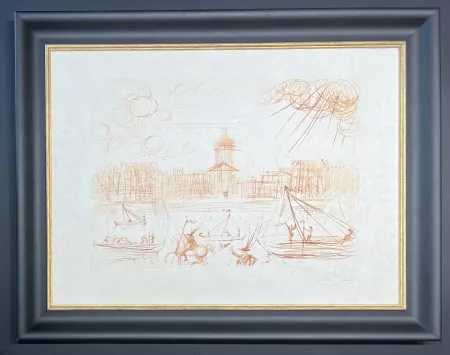 Gravure Dali - Salvador Dalì (1904–1989) - L'Academie de Paris - Etching in sepia on extremely fine Japanese paper - 1971