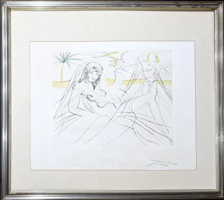 Gravure Dali - Salvador Dalí (1904–1989) - Mort de Cléopâtra - Drypoint etching with stencil on Arches paper - 1975