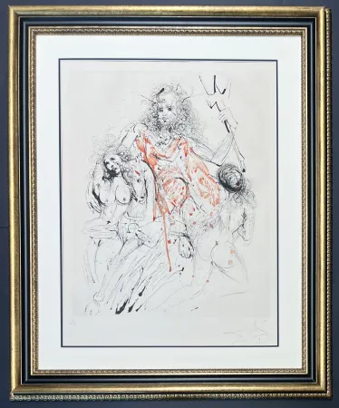 Droge Naald Dali - Salvador Dalì (1904 - 1989) - Poisedon - Mixed media incorporating heliogravure and drypoint etching hand-colored on Arches paper - 1966