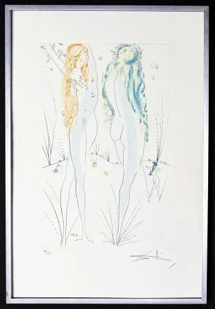 Gravure Dali - Salvador Dalí (1904–1989) – Return, O Shulamite – Etching with stencil and gilding on Arches paper – 1971