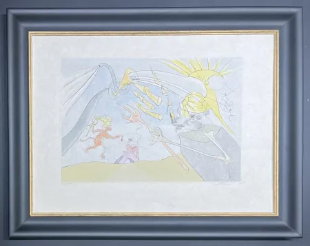 Droge Naald Dali - Salvador Dalì (1904-1989) - The Elephant and Jupiter's Monkey - Drypoint etching with stencil - 1974