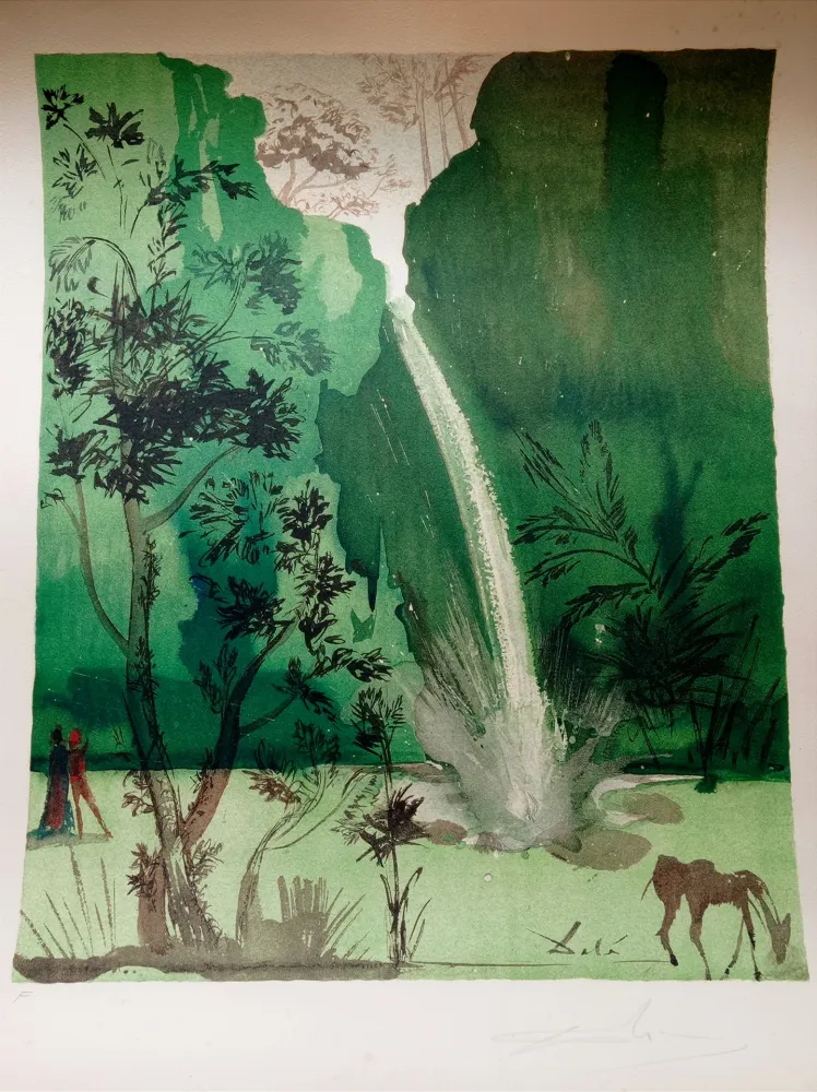 Lithografie Dali - Salvador DALI, Mointain scene, 1970 - Rare hand signed lithograph