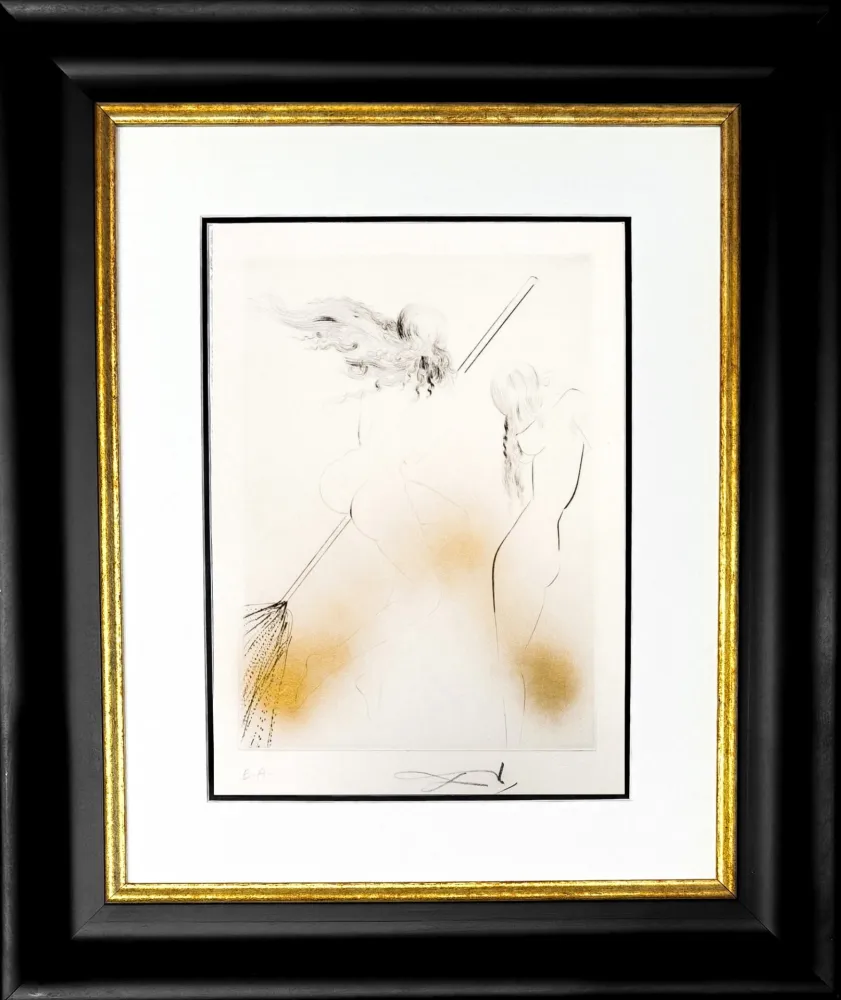Gravure Dali - Sorcière au Balai