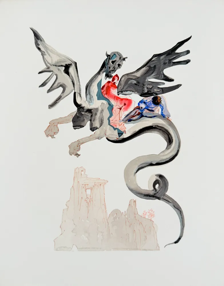 Houtsnede Dali - The Inferno, Canto 17 - The Usurers