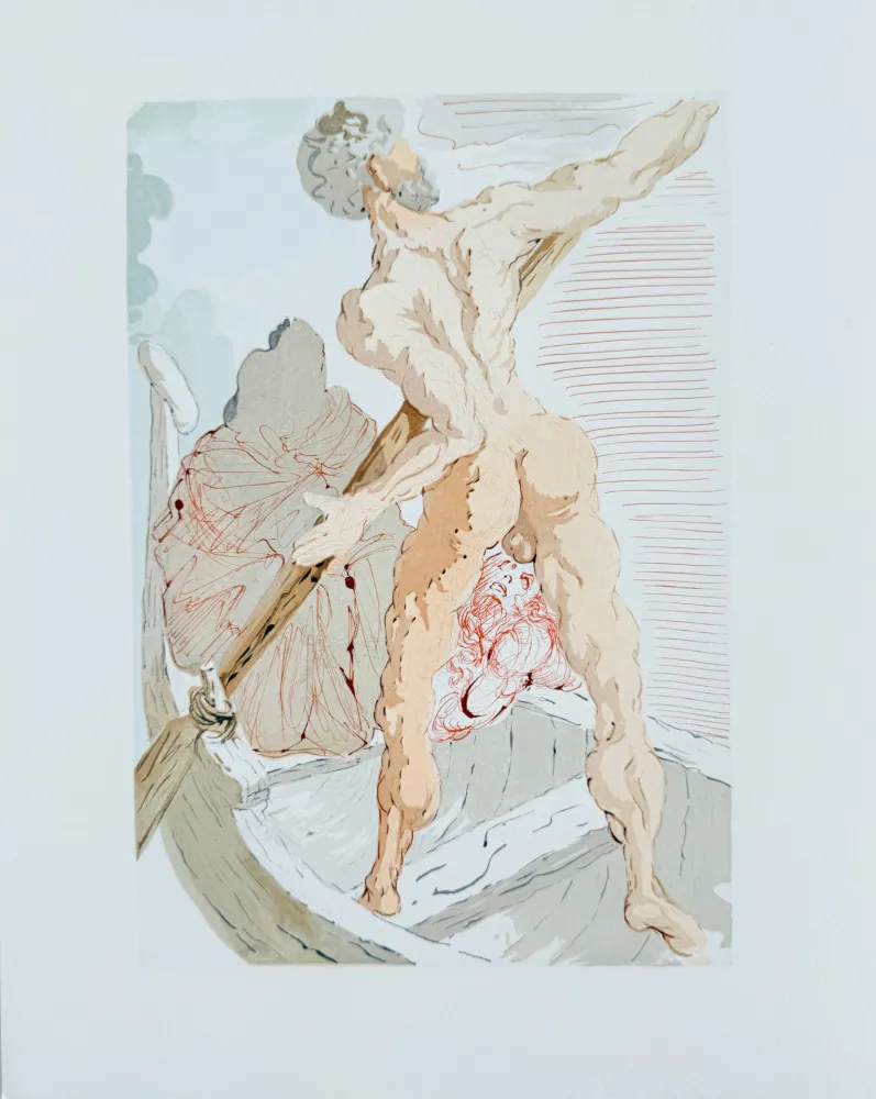 Houtsnede Dali - The Inferno, Canto 2 - Virigil comforts Dante