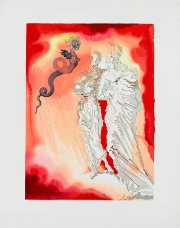 Houtsnede Dali - The Inferno, Canto 21 - Le Diable noir