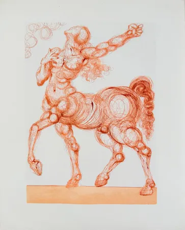 Houtsnede Dali - The Inferno, Canto 25 - The Centaur