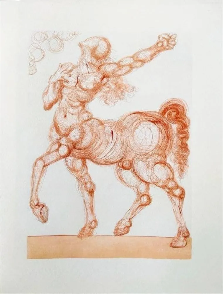 Houtsnede Dali - The Inferno, Canto 25 - The Centaur