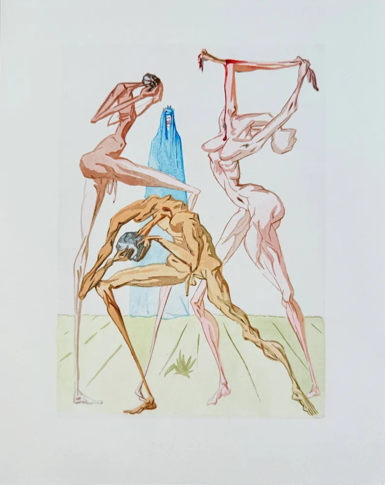 Houtsnede Dali - The Inferno, Canto 26 - The Dwellers of Prato