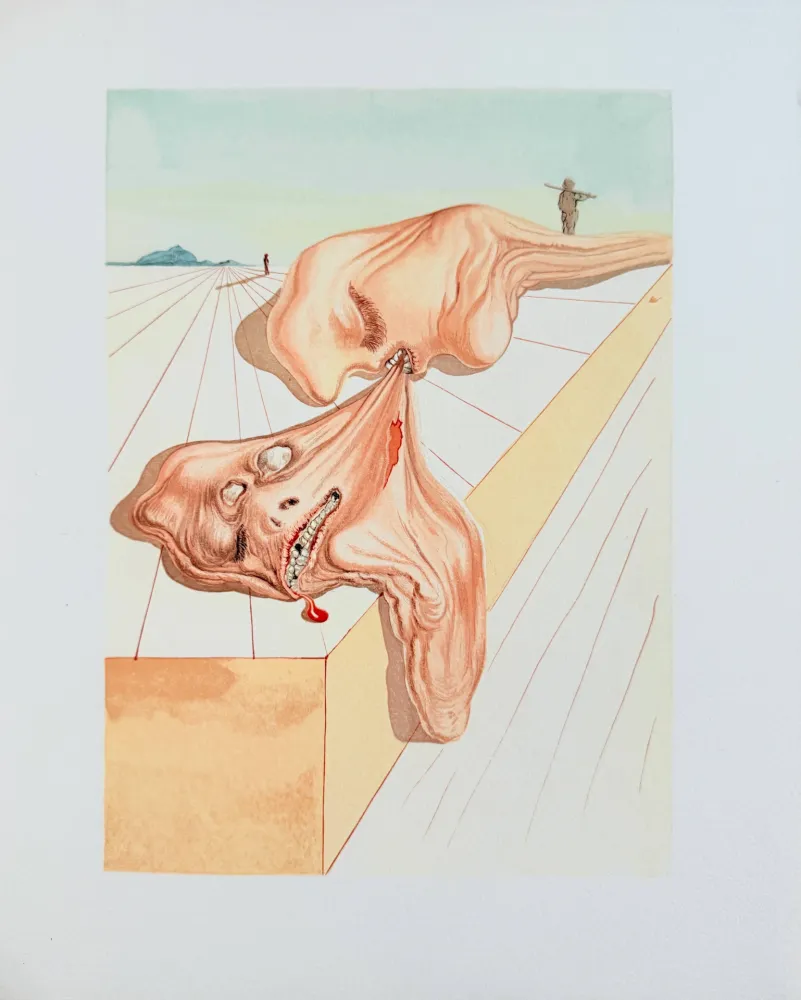 Houtsnede Dali - The Inferno, Canto 30 - Les Hommes qui s'entre-dévorent