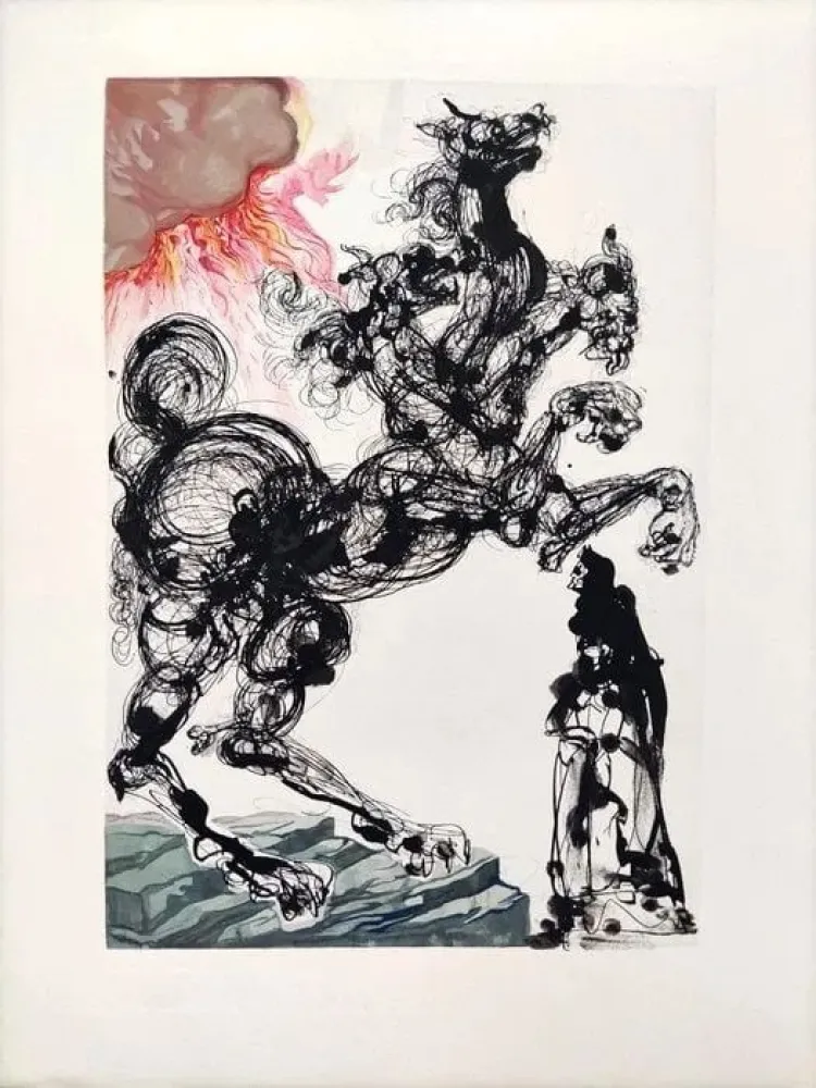 Houtsnede Dali - The Inferno, Canto 6 - Cerberus