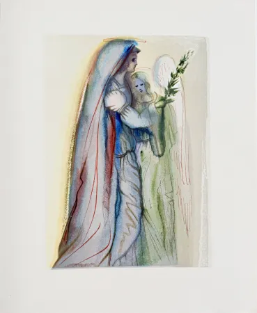 Houtsnede Dali - The Paradise, Canto 32 - Preparation for Final Prayer