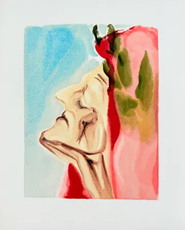 Houtsnede Dali - The Paradise, Canto 7 - Le nouveau doute de Dante