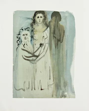 Houtsnede Dali - The Purgatory, Canto 16 - In the Cloud of Angry Ones