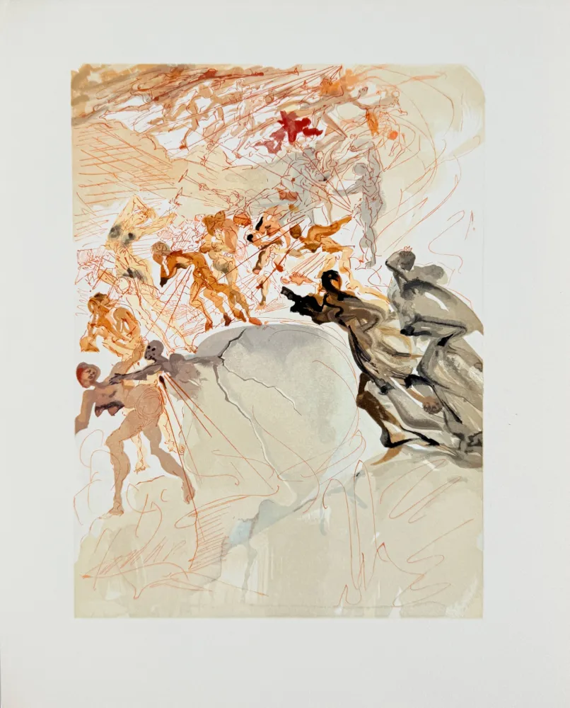 Houtsnede Dali - The Purgatory, Canto 25 - Mounting the Seventh Terrace, Lust