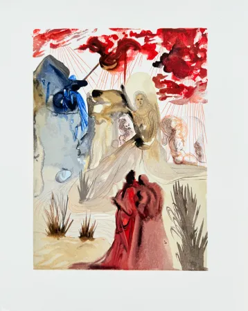 Houtsnede Dali - The Purgatory, Canto 28  - The Divine Forest