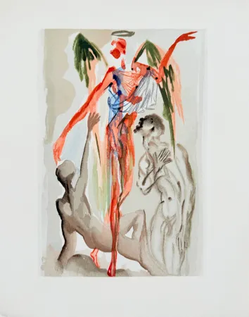 Houtsnede Dali - The Purgatory, Canto 32 - The Barthly Paradise