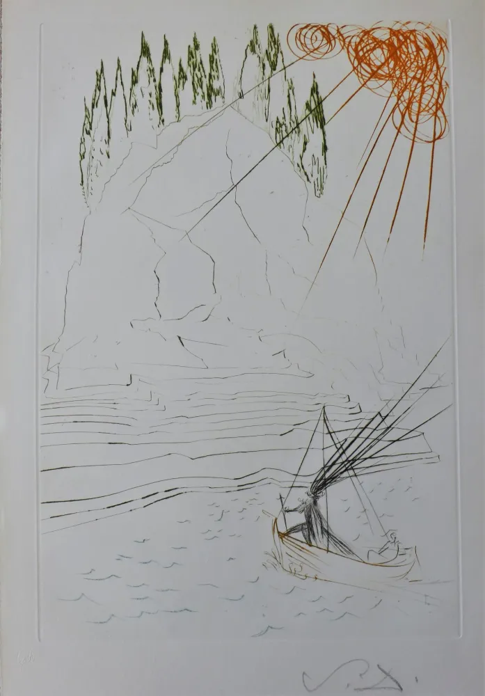 Gravure Dali - Tristan et Iseult : Le combat avec le Morhoult