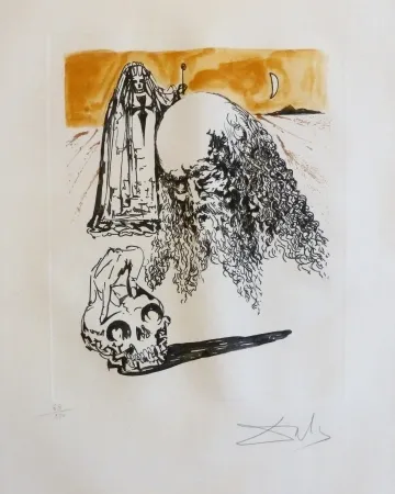 Ets En Aquatint Dali - Vieillard à la tête de mort