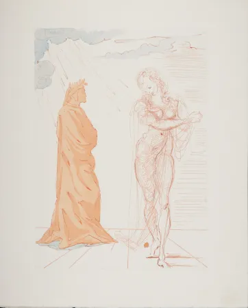 Houtsnede Dali - Virgile réconforte Dante, 1963
