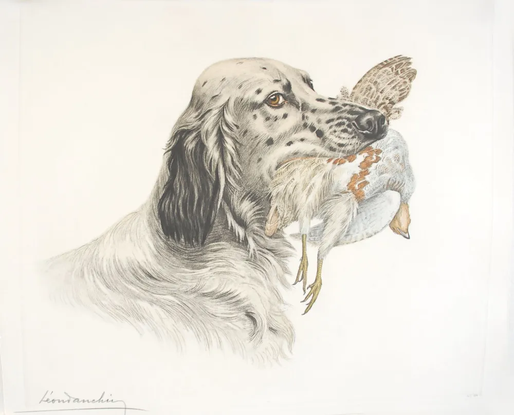 Ets Danchin - 49 Setter et Perdrix - English Setter and Partridge (Original)