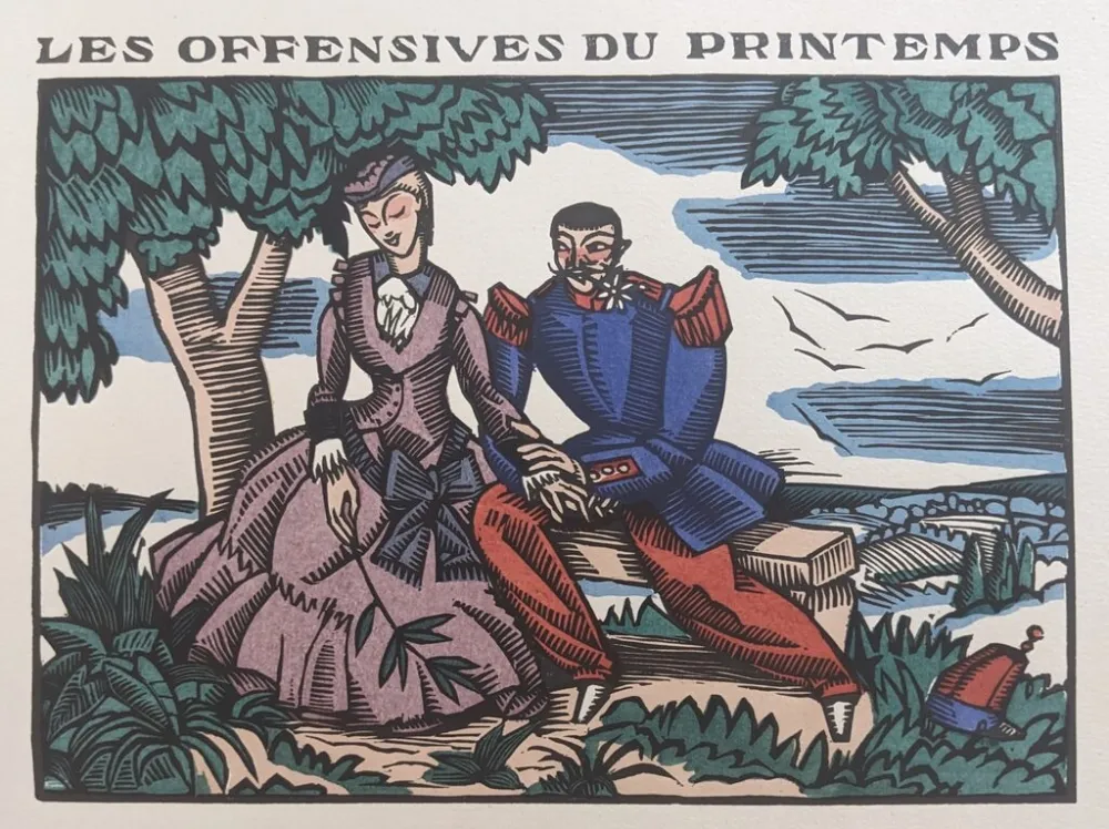 Houtsnede Daragnès - Les offensives du printemps