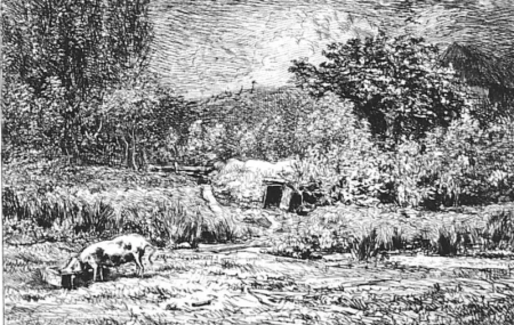 Ets Daubigny - Le cochon dans un verger