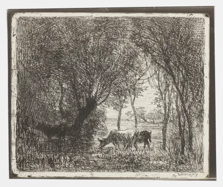 Geen Techniek Daubigny - Vaches sous Bois (Cows in the Woods, Cows under Trees)