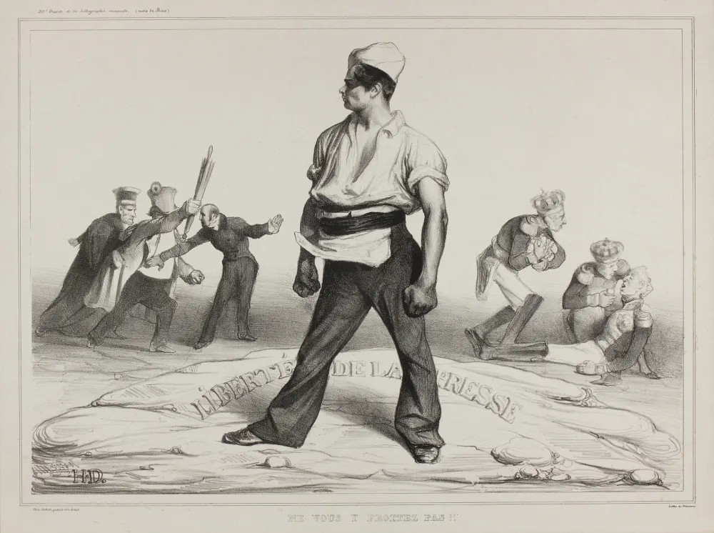 Lithografie Daumier - Liberté de la Presse - Ne vous y frottez pas!