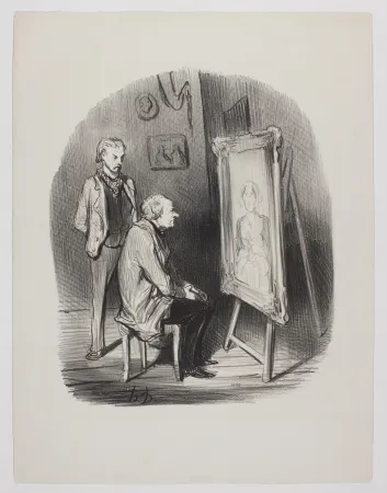 Lithografie Daumier - Oui, C’est bien feue ma femme! ...Seulement je trouve que vous l'avez trop flattée!....