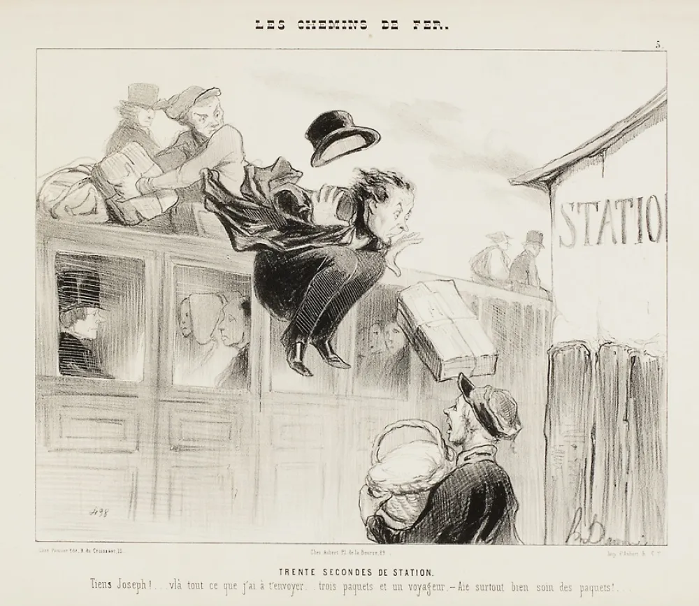 Lithografie Daumier - Trente Secondes de Station (30 seconds stay)