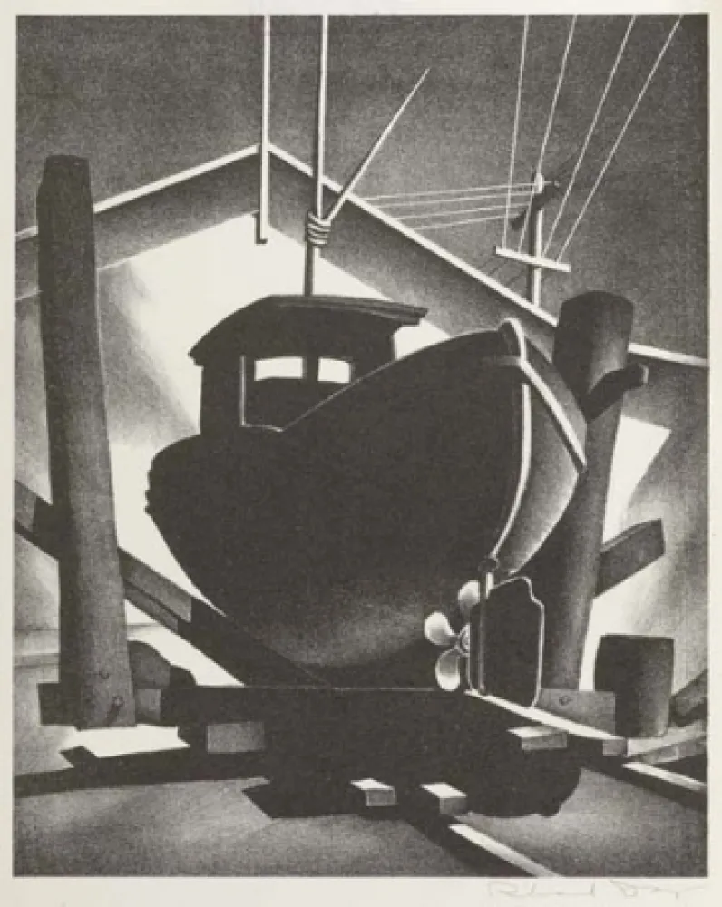 Lithografie Day - Boat on the Ways