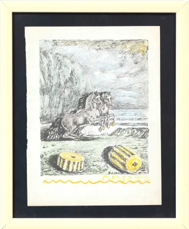 Lithografie De Chirico - Cavalli sulla sponda dell'Egeo