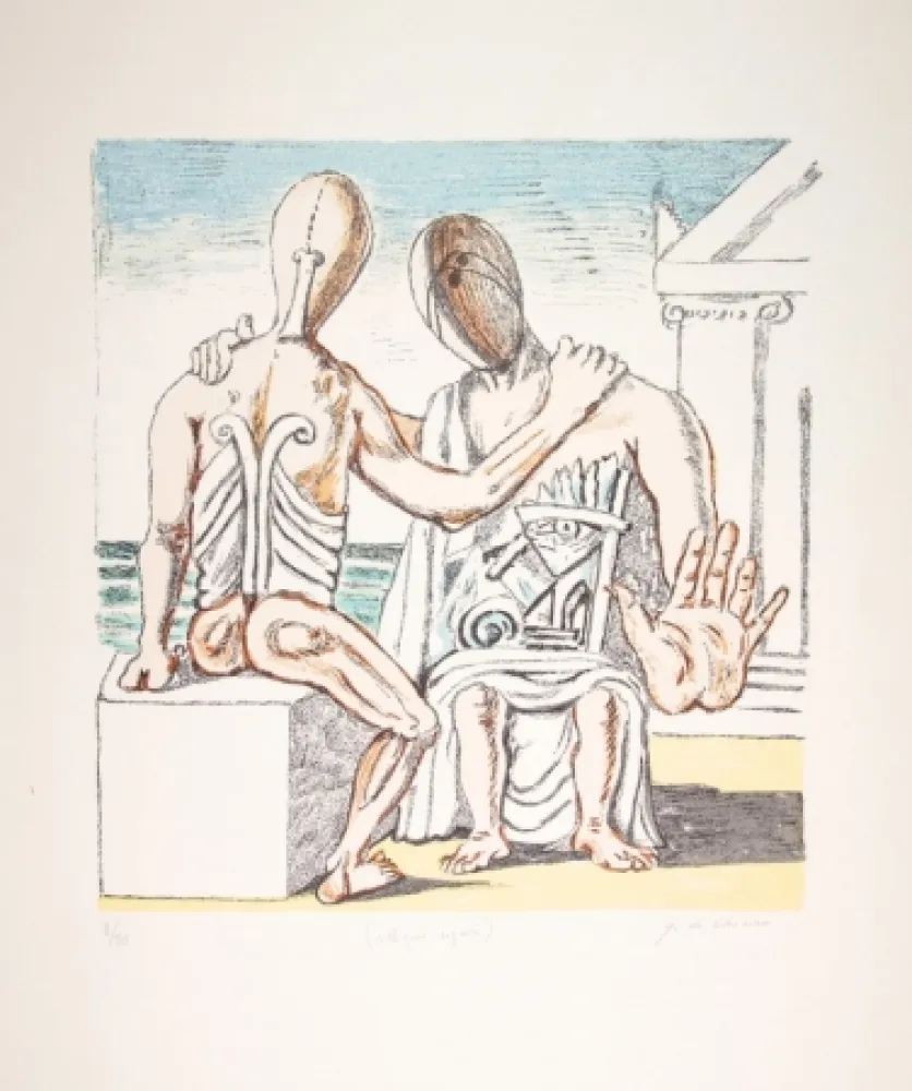 Lithografie De Chirico - Colloquio segreto