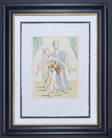 Lithografie De Chirico - Giorgio De Chirico (1888-1978) - I danzatori - Lithograph hand-colored by artist - 1970