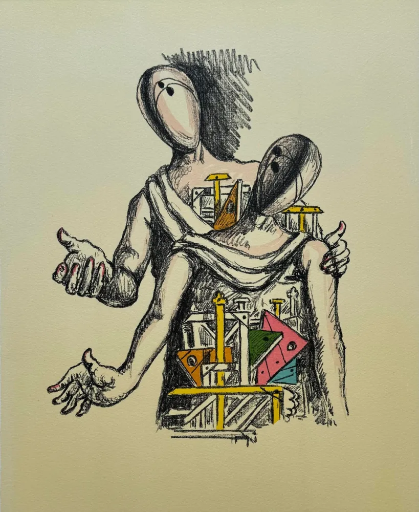 Lithografie De Chirico - Gli archeologi